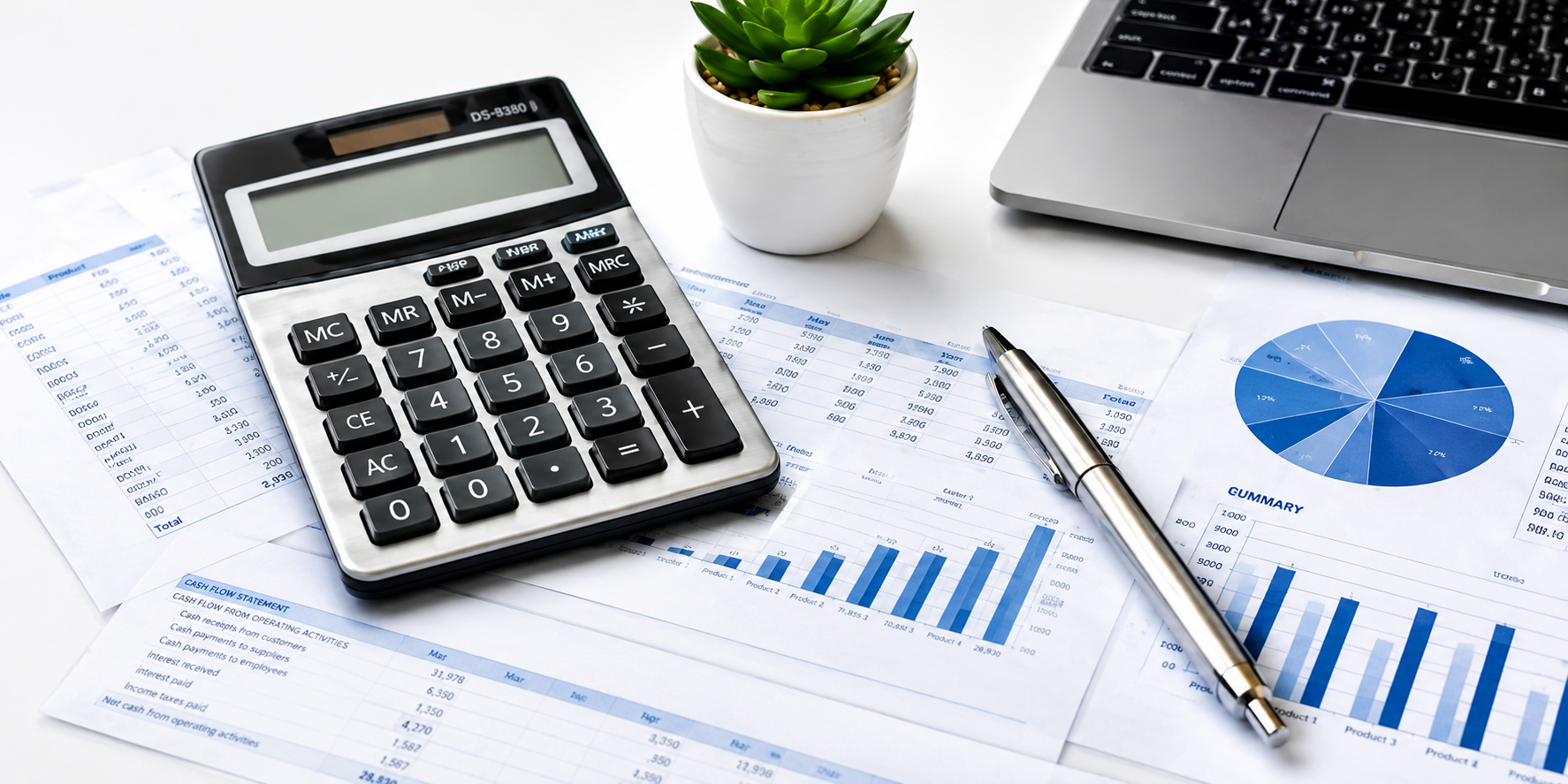Accounting calculator and financial reports
